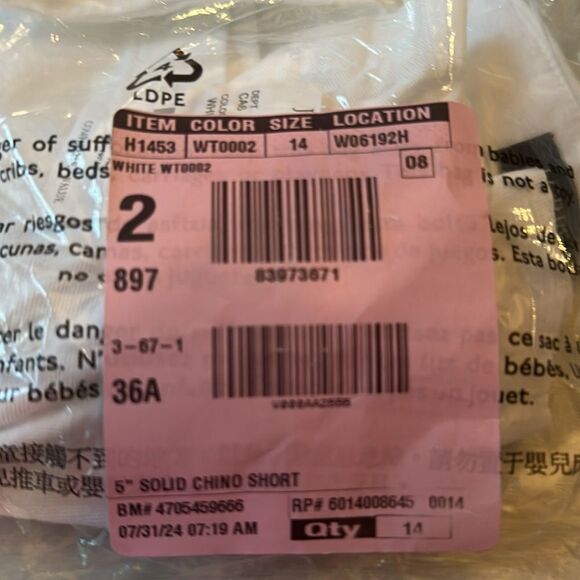 J.Crew 5" classic chino short size 14 white NWT‎ in packaging - Picture 7 of 8